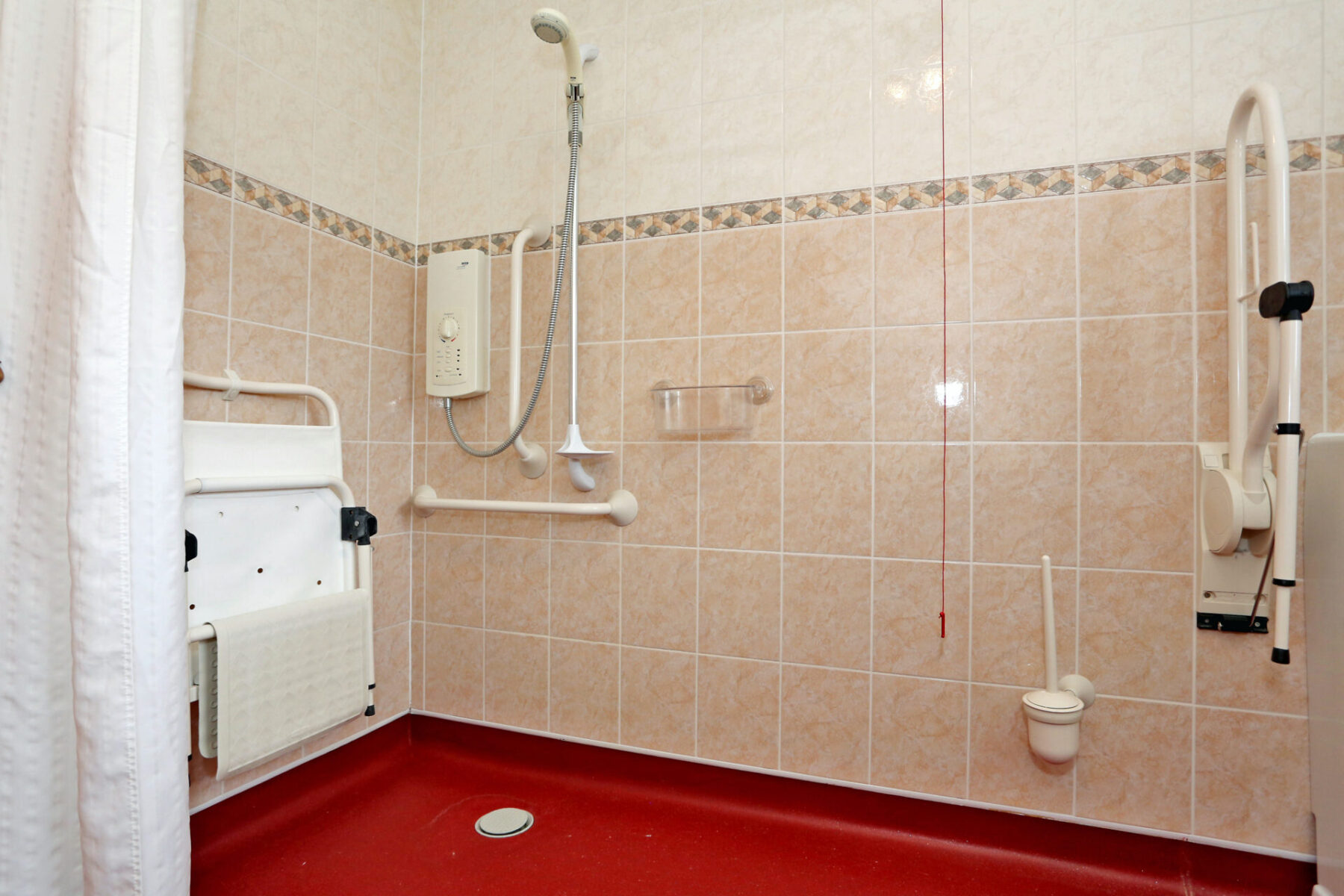 Wet floor shower area